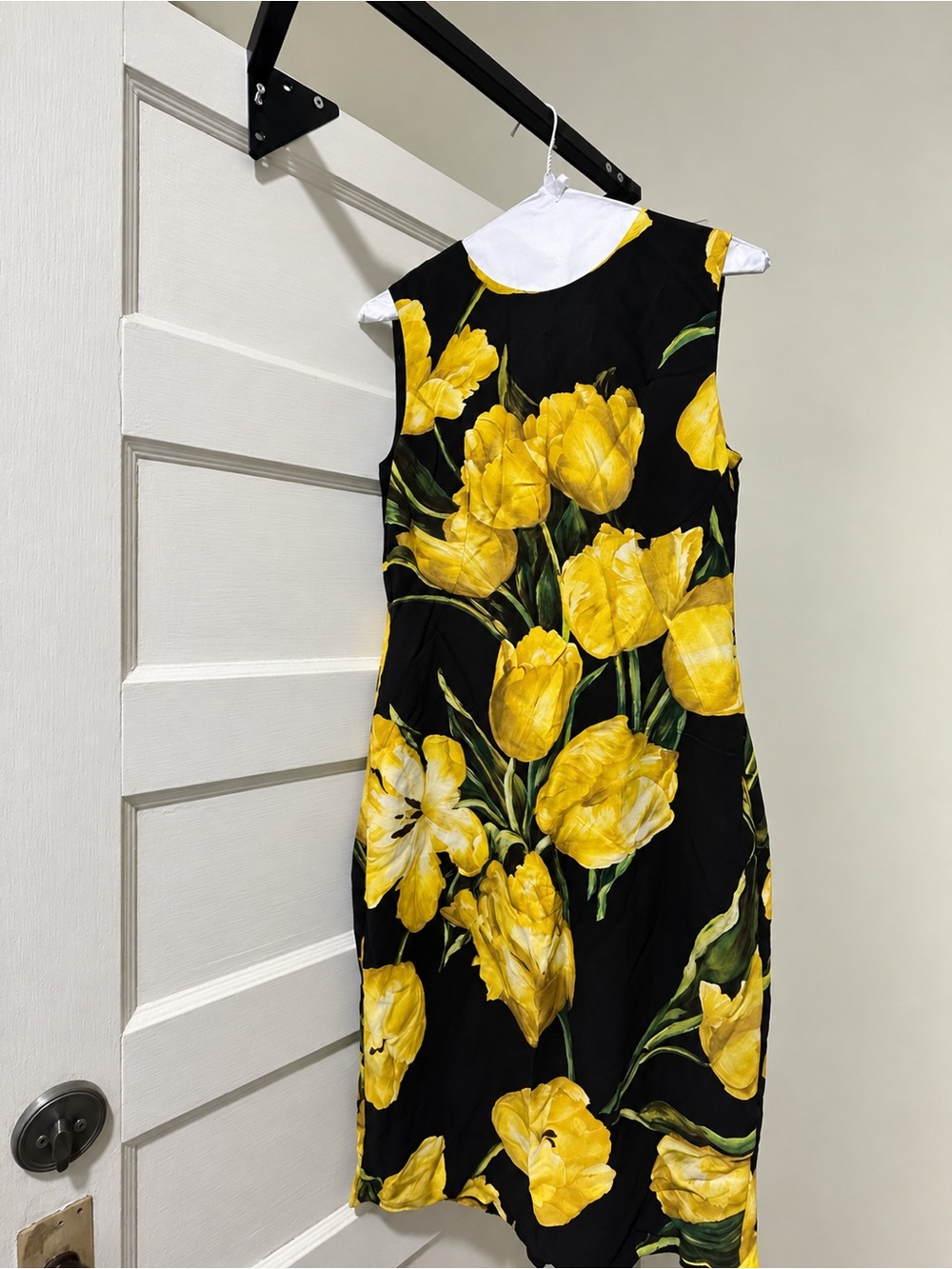 Dolce & Gabbana Black Dress with Yellow Tulip Print